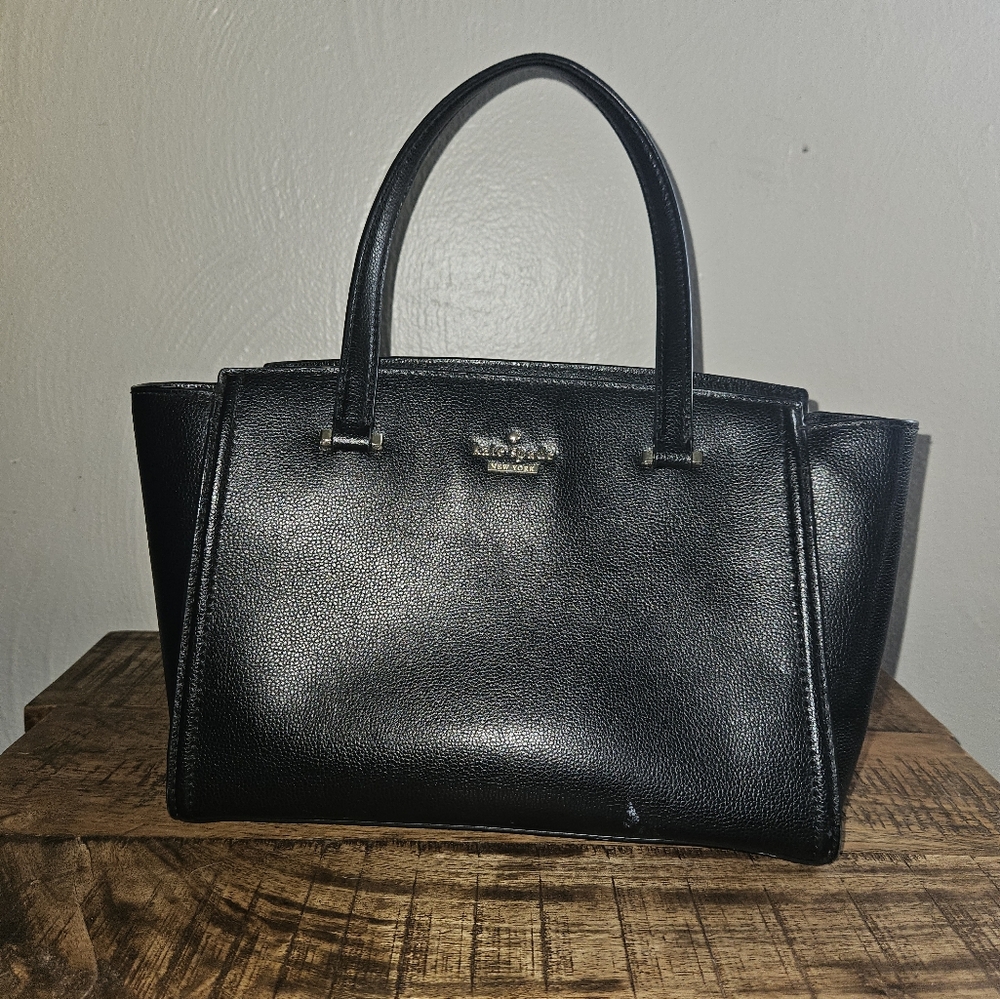 Black Structured Satchel Bag with Leather Material and Elegant Design